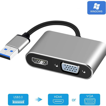 USB hdmi VGA 変換 [ HDMI VGA 同時出力 高解像度 1080p ] USB 3.0 to HDMI VGA 変換 アダプタ ケーブル アダプター アダプターケーブル 変換アダプター 変換ケーブル [windows 7 8 10 対応]  Mac非対応！ Ewise