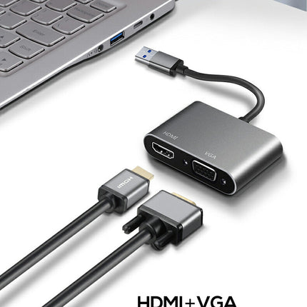 USB hdmi VGA 変換 [ HDMI VGA 同時出力 高解像度 1080p ] USB 3.0 to HDMI VGA 変換 アダプタ ケーブル アダプター アダプターケーブル 変換アダプター 変換ケーブル [windows 7 8 10 対応]  Mac非対応！ Ewise