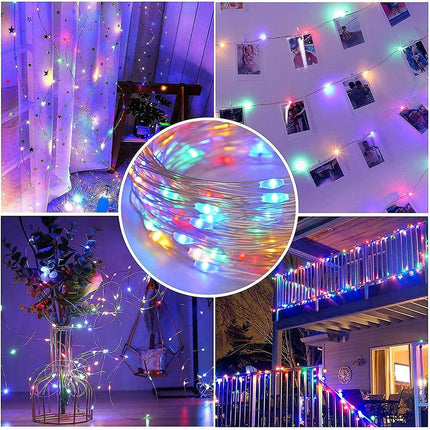 LED イルミネーション ライト ストリングライト 10m 100 LED 電池式 ジュエリーライト リモコン付 8パターン 点滅 点灯 タイマー機能 防水 防塵仕様 屋外 室内 ガーデンライト 正月 クリスマス 飾り ストリングライト