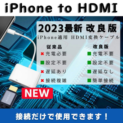 iphone hdmi 変換 ケーブル 給電不要 【 2023改良型 】iPad Youtube Abema TV テレビ大画面 映す ゲーム 音声同期 Lightning - Digital avアダプター iphone変換 アダプタ ミラーリング ライトニングケーブル hdmi 変換 写真で共有 簡単接続 設定不要 一部有料アプリ非対応