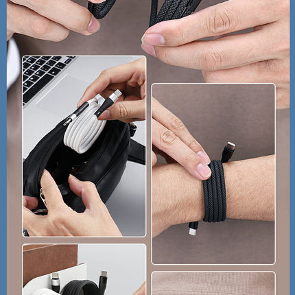 【EWISE】USB Cケーブル Type-c to Type-c & Type-c to Lightningマジックケーブル 磁気付き 磁石自動収納 可ナイロン製 USB Type-C-USB Type-C 充電ケーブル 60W USB-C 高速充電ケーブル 高速充電 USB C -USB Cケーブル急速充電 USB充電ケーブル マルチ