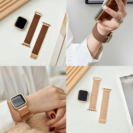 【マグネットレザーバンド】 アップルウォッチ バンド 革 くすみカラー 全機種対応 バンド かわいい 本革 レザー 「 15カラー」 38mm 40mm 41mm 42mm 44mm 45mm apple watch 8 SE2 7 SE 6 5 4 3 バンド