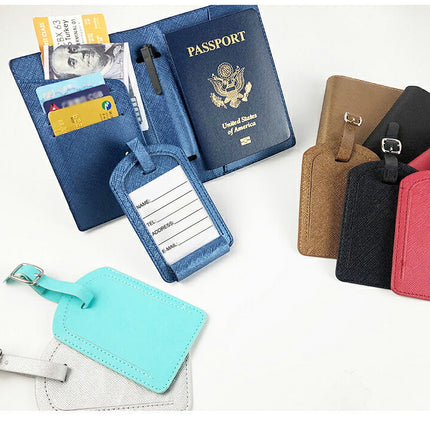 パスポートケース ネームタグ 2点セット パスポートカバー パスポート カバー 通帳カバー 出張 カード入れ トラベルケース  パスポート入れ トラベルグッズ 男女兼用