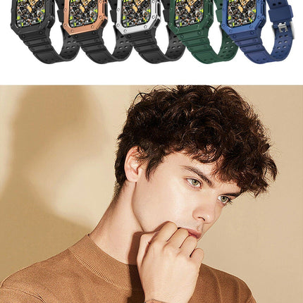 Apple Watch バンド Series 8 / 7 45mm / 44mm / 42mm ケース カバー アップルウォッチ スポーツバンド 一体型 耐衝撃 PC TPU 二重構造 落下 衝撃 吸収 耐久性 傷防止 Series 8 / SE/Series 7 / Series 6 / Series 5 対応