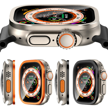 【覗き見防止フィルム発売】 アップルウォッチ ウルトラ カバー Apple Watch Ultra 49mm 用 アルミ枠 ガラスフィルム キズ防止 保護カバー 強化ガラス スムーズ 耐指紋 高透過率 アップルウォッチ ウルトラ 対応 貼り付けやすい 気泡防ぐ 液晶全面保護