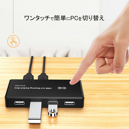 USB切替器 USB 4ポートセレクター PC2台切替 分配器 KVM アダプタ 切替機 切り替え コネクタ スイッチャー
