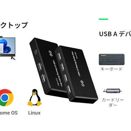 USB切替器 USB 4ポートセレクター PC2台切替 分配器 KVM アダプタ 切替機 切り替え コネクタ スイッチャー