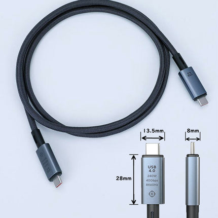 USB4 ケーブル PD 240W USB-C充電ケーブル 0.3m 0.5 1m 1.5m Gen3 x2 Type-C to Type-C Cable Thunderbolt 4 対応 映像出力 eMarker 【USB-IF認証取得】 8K@60Hz / 2つ4K@60Hz 40Gbps 48V/5A USB C パソコン PC タブレット iPhone15シリーズ対応