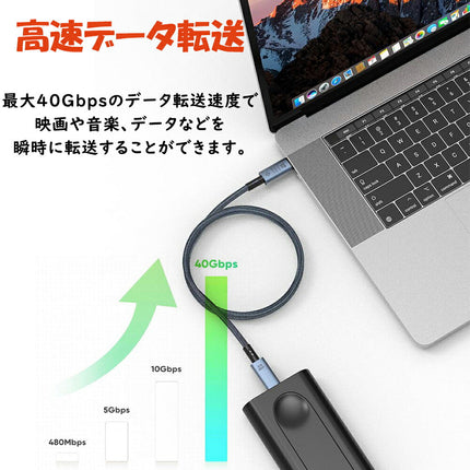 USB4 ケーブル PD 240W USB-C充電ケーブル 0.3m 0.5 1m 1.5m Gen3 x2 Type-C to Type-C Cable Thunderbolt 4 対応 映像出力 eMarker 【USB-IF認証取得】 8K@60Hz / 2つ4K@60Hz 40Gbps 48V/5A USB C パソコン PC タブレット iPhone15シリーズ対応