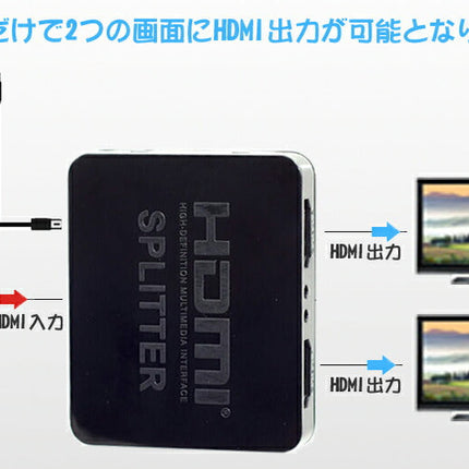 1 TO 2 4K★HDMI分配器 1入力2出力 4K対応 1×2 HDMIスプリッター 2画面同時出力可能