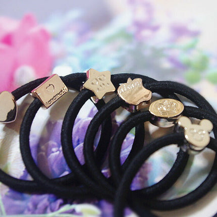 ヘアゴム 　ポニー　6個セット　  ハート　　スター　王冠　キャラクター　ゴールドヘアゴム　ヘアアクセサリー