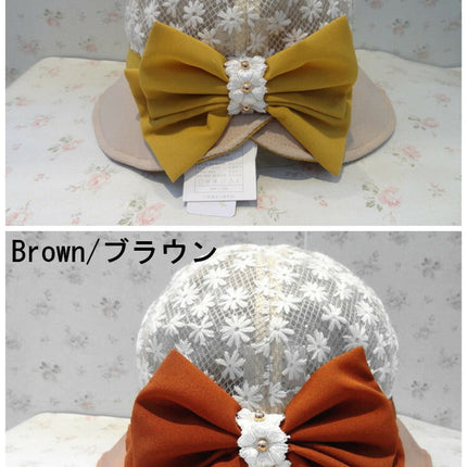 在庫処分★レディース帽子 レース　キャップ キャスケット 帽子 リボン 花刺繍 ワイヤー入り 帽 つば  レディース  春夏　