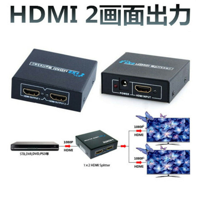 1 TO 2 FHD★HDMIスプリッター HDMI分配器 1入力2出力 2画面同時出力可能  HDMI分配器1×2 [フルHD][3D対応][コンパクト][HDCP対応]