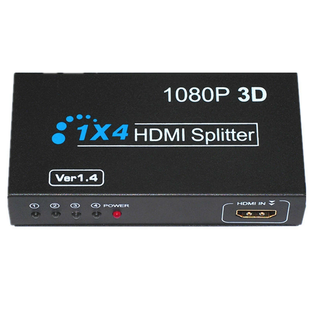 1入力4出力HDMI分配器 1×4 スプリッター  HDMI 4-Port Splitter フルHD HDMI 4分配器 1X4 HDMI Splitter 3D 1080P対応