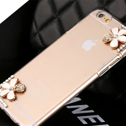 iphone6　iphone6 plus デコケース キラキラクリスタル　ラインストーン フラワー クリア ハードケース アイフォンカバー