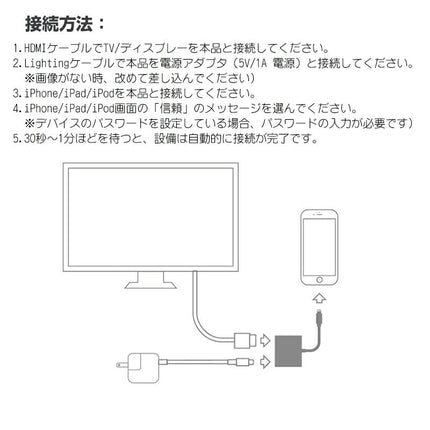 Lightning to HDMI 変換アダプタ 1080P 高解像度 給電 設定不要 iPhone/iPad/iPod to HDMI変換AVアダプタ iOS対応 ミラーリング iPhone XS MAX/XR/XS/X も対応 1080P 60Hz 4K対応 自動アップデート 変換線 ゲーム連結線 家庭映画