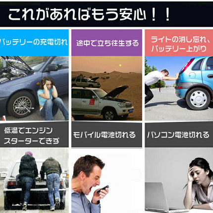 PSE認証 ジャンプスターター 白 超大容量 13600mAH　車載 スマホ iPhone iPad 車載 非常用電源 充電器  バッテリー マルチチャージャー実容量 出力12V 車用 カー バッテリーレスキュー 緊急始動 緊急充電 LEDライト付き 上品 ホワイト