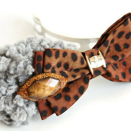 在庫処分　movo アニマル　ヒョウ柄 リボン カラストーン　バレッタ／オリジナル　ヘアアクセサリー　ヘアピン/オシャレ/パーティー　