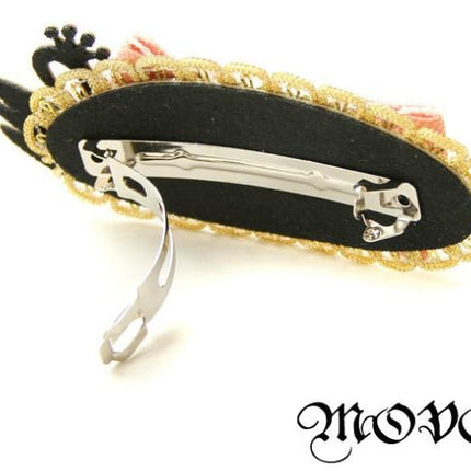 在庫処分　movo リボン 白鳥 バレッタ／オリジナル　ヘアアクセサリー　ヘアピン/オシャレ/結婚式/パーティー　