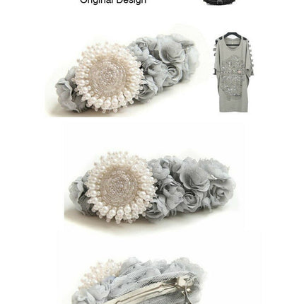 movo パール フラワー　バレッタ／ヘアアクセサリー　ヘアピン/オシャレ/人気/結婚式/パーティー　