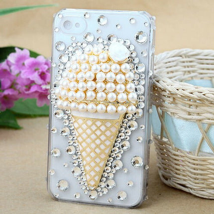 iphone4s iphone4 デコケース パール　キラキラ　クリア ハードケース　アイフォンカバー