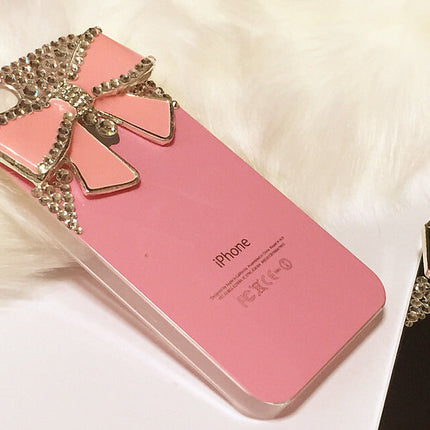 在庫処分★iphone5s iphone5 リボンデコケース　最高級クリスタルデコ電 　キラキラデコケース　鏡面　ブラック　ホワイト　ピンク　アイフォンハードケース　デコデン　カスタムジャケット