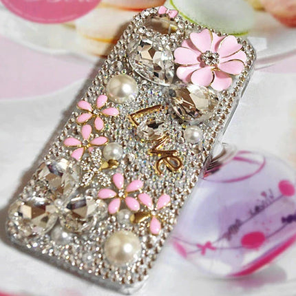 iphone5s iphone5デコ電 　キラキラ　フラワー love　デコケース　アイフォンカバースワロフスキー　デコケース　アイフォン　デコデン　カスタムジャケット