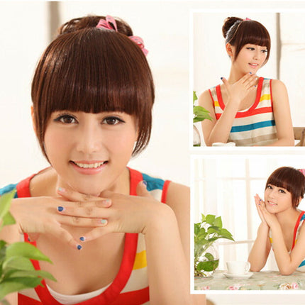 人毛１00％ 前髪ウィッグ ぱっつん前髪ウィッグ　横流し サイド付きぱっつん前髪ウィッグ  かつら　小顔効果ポイントウィッグ ヘアアクセサリー