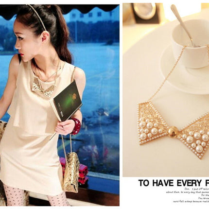 在庫処分★付け襟風　パール　ネックレス　ゴールド　つけえり　　チョーカー　結婚式/パーティーネックレス