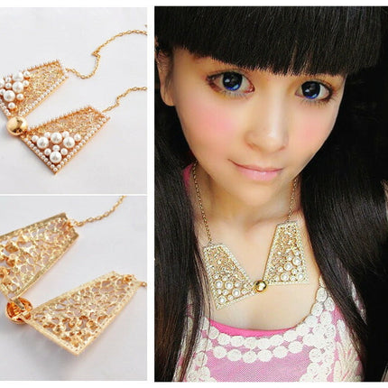 在庫処分★付け襟風　パール　ネックレス　ゴールド　つけえり　　チョーカー　結婚式/パーティーネックレス