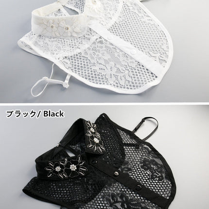 きらきら　付け襟　シフォン　高品質シャツ襟　白　重ね着シャツ　ホワイト/ブラック　レディース　パーティー/二次会/オフィス