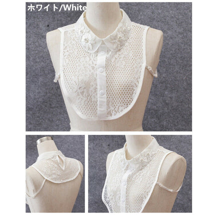 きらきら　付け襟　シフォン　高品質シャツ襟　白　重ね着シャツ　ホワイト/ブラック　レディース　パーティー/二次会/オフィス