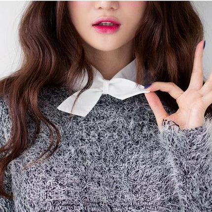 再入荷★リボン　付け襟　シフォン　高品質シャツ襟　白　重ね着シャツ　ホワイトレディース　パーティー/二次会/オフィス