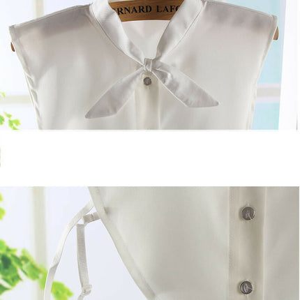再入荷★リボン　付け襟　シフォン　高品質シャツ襟　白　重ね着シャツ　ホワイトレディース　パーティー/二次会/オフィス
