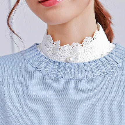 再入荷★付け襟　タートルレース　シャツ襟　白/黒　重ね着シャツ　ホワイト　ブラック　レディース　パーティー/二次会/オフィス