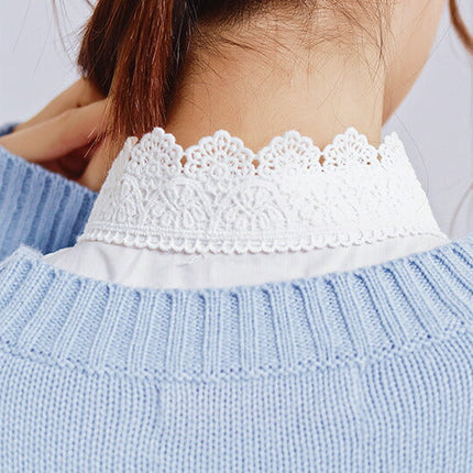 再入荷★付け襟　タートルレース　シャツ襟　白/黒　重ね着シャツ　ホワイト　ブラック　レディース　パーティー/二次会/オフィス