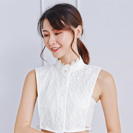 再入荷★付け襟　タートルレース　シャツ襟　白/黒　重ね着シャツ　ホワイト　ブラック　レディース　パーティー/二次会/オフィス
