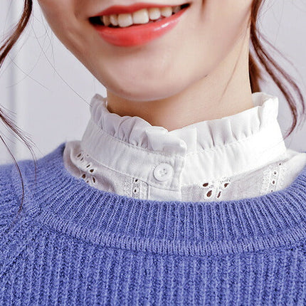 新作★付け襟　タートルレース　シャツ襟　白/黒　重ね着シャツ　ホワイト　レディース　パーティー/二次会/オフィス