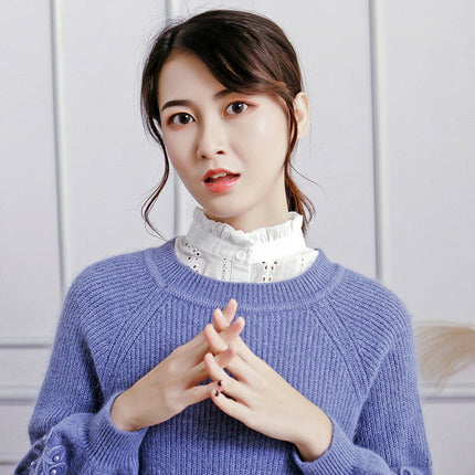 新作★付け襟　タートルレース　シャツ襟　白/黒　重ね着シャツ　ホワイト　レディース　パーティー/二次会/オフィス