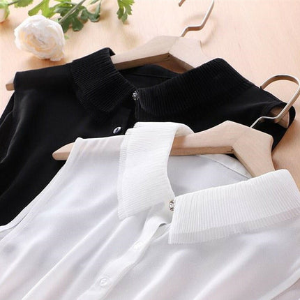 新作★付け襟　シフォン　高品質シャツ襟　白/黒　重ね着シャツ　ホワイト/ブラックレディース　パーティー/二次会/オフィス