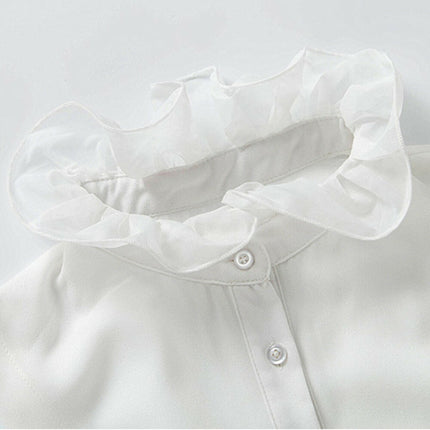 再入荷★付け襟　タートルレース　シャツ襟 シフォン　白/黒　重ね着シャツ　ホワイト　ブラック　レディース　パーティー/二次会/オフィス