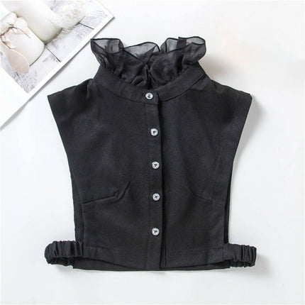再入荷★付け襟　タートルレース　シャツ襟 シフォン　白/黒　重ね着シャツ　ホワイト　ブラック　レディース　パーティー/二次会/オフィス