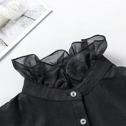 再入荷★付け襟　タートルレース　シャツ襟 シフォン　白/黒　重ね着シャツ　ホワイト　ブラック　レディース　パーティー/二次会/オフィス