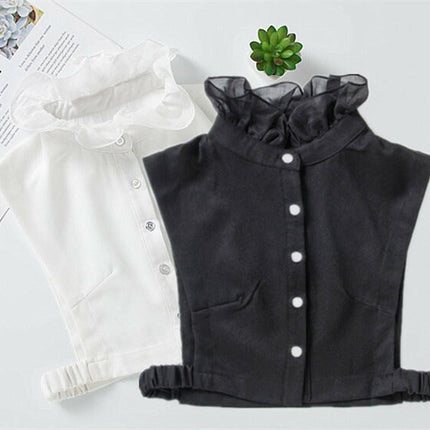 再入荷★付け襟　タートルレース　シャツ襟 シフォン　白/黒　重ね着シャツ　ホワイト　ブラック　レディース　パーティー/二次会/オフィス