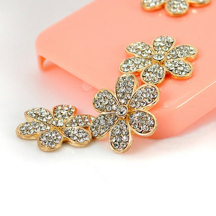 セール★メタルデコパーツ フラワー・六つ葉・ハンドメイドパーツ・アクセサリー・デコパーツ　花・1個・ゴールド金属カメリアパーツ