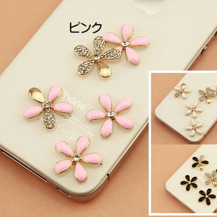 在庫処分★デコパーツ　メタルデコパーツ フラワー5点セット全3色 ハンドメイドパーツ アクセサリー パーツ　花 ゴールド金属カメリアパーツ