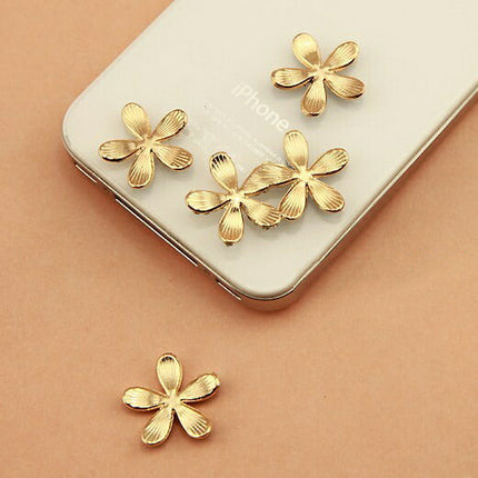 在庫処分★デコパーツ　メタルデコパーツ フラワー5点セット全3色 ハンドメイドパーツ アクセサリー パーツ　花 ゴールド金属カメリアパーツ