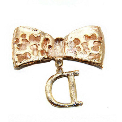 最高級クリスタル・リボン・アルファベット　Ｄ・ゴールド・ハンドメイドパーツ・アクセサリー・デコパーツ・スワロフスキー・金属カメリアパーツ・1個