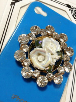 クリスタル・フラワー・ハンドメイドパーツ　アクセサリー　デコパーツ　花 　ゴールド金属カメリアパーツ
