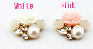 セール★デコパーツ メタルデコパーツ パール フラワー 花 ハンドメイドパーツ アクセサリー デコパーツ 1個　